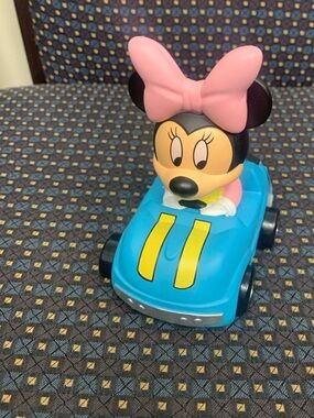 Disney Minnie Mouse Ride-On Push Car - Pink Bow, Blue Body, Yellow Accents